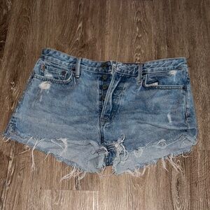 GRLFRND Blue Distressed Jean Shorts